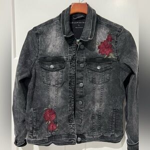 Aeropostale Embroidered Rose Jean Jacket Sz L